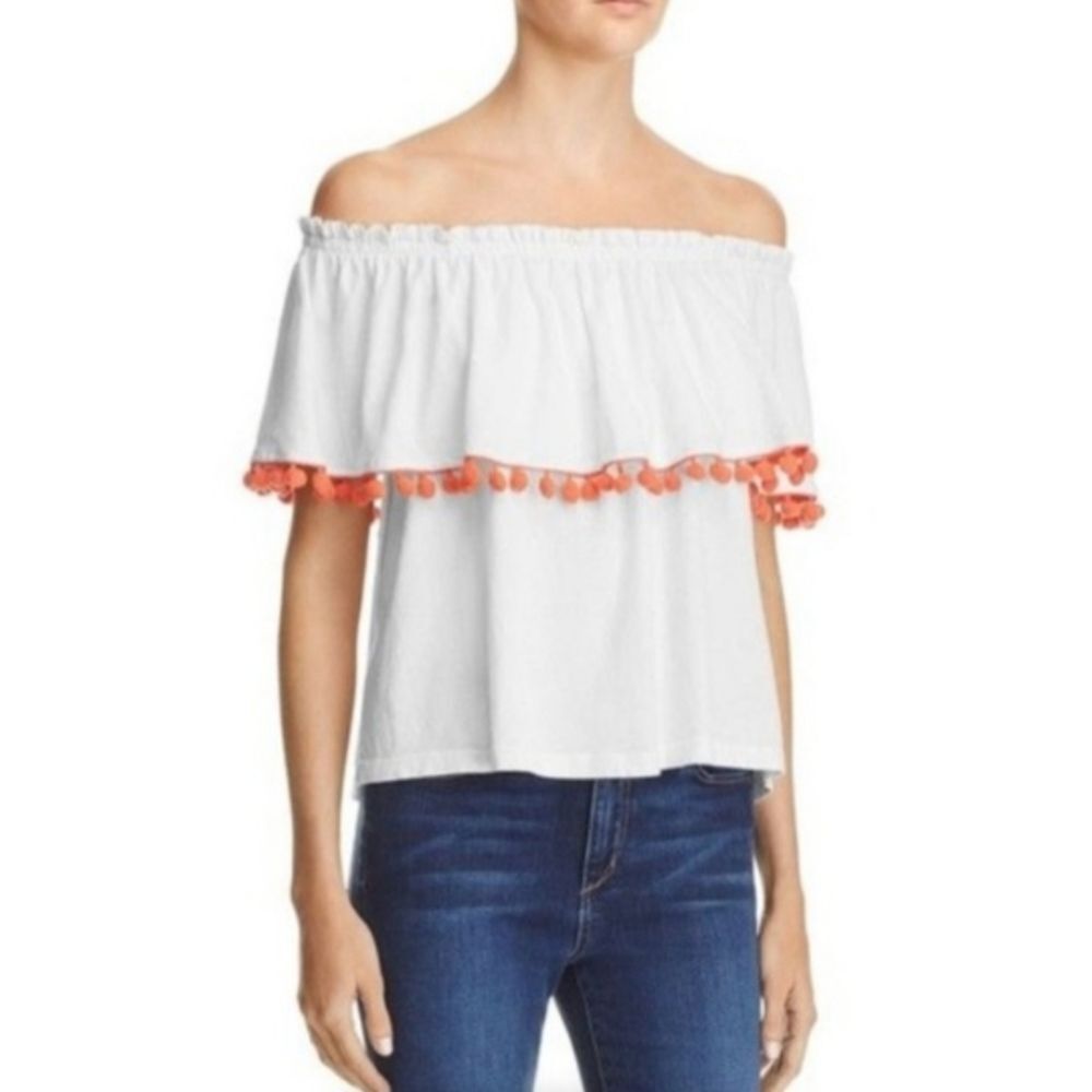 Current Elliott Top Tasseled Shoulder Ruffle Blouse Size Small Fairy